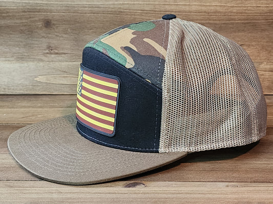Old Glory American Flag 7 Panel Camo Trucker Hat
