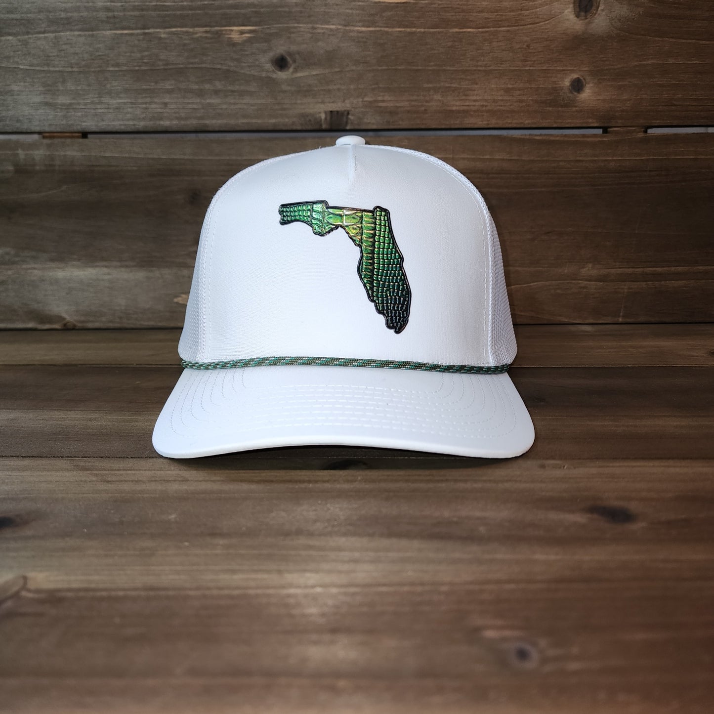 Green Gator White Trucker Rope Hat